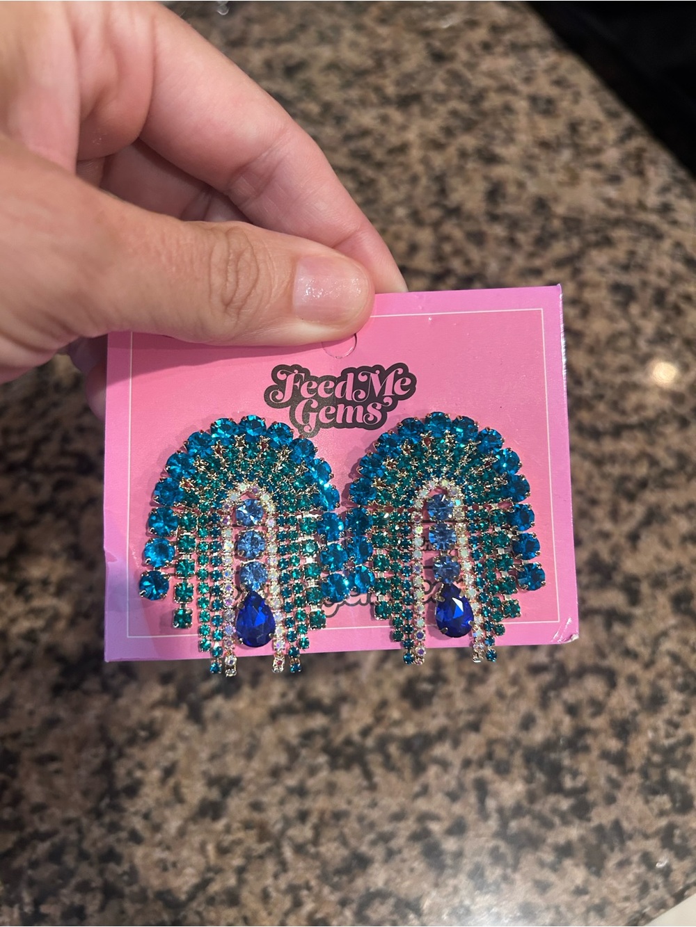 Feed Me Gems, High Tea “Peacock” Earrings